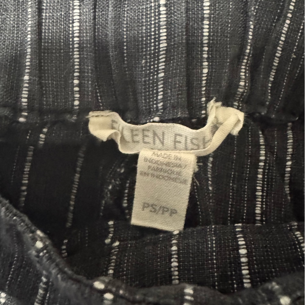 Eileen Fisher Delave Organic Linen Pull on High Rise Stripe Pants Larege P/S - Picture 5 of 8